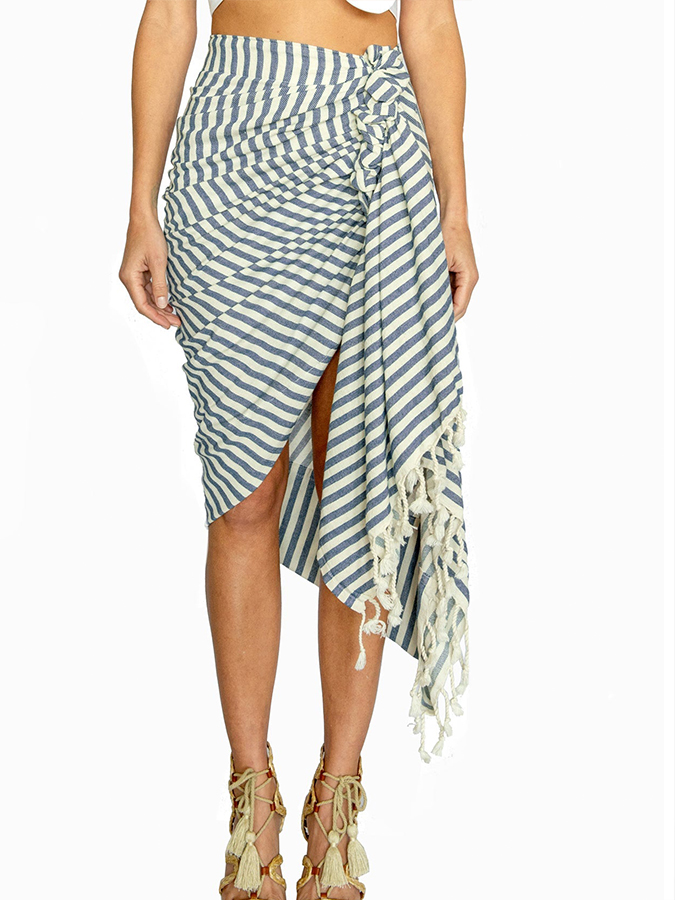 Solid One-Shoulder Swimsuit and Beach Skirt