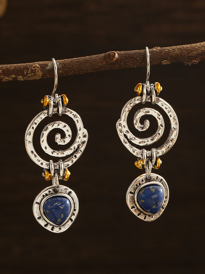 Lapis Lapis Openwork Spiral Drop Earrings