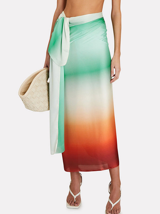 Fashion Floral Print Ruffle Bikini Gradient Set