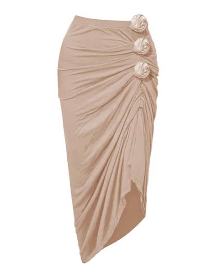 Bowknot Tie-shoulder Floral Print One Piece Swimsuit and Skirt