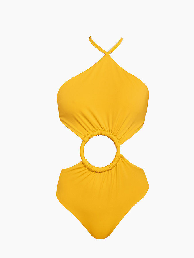 Solid Color Cutout Fashion One Piece Swimsuit