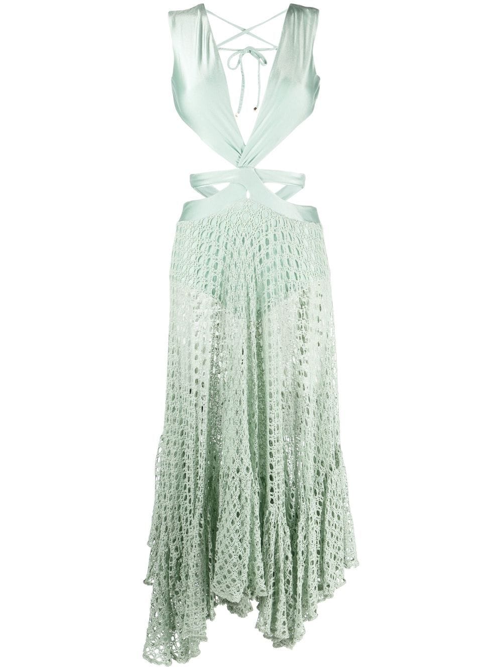 Belted crochet-trimmed Maxi swimsuit