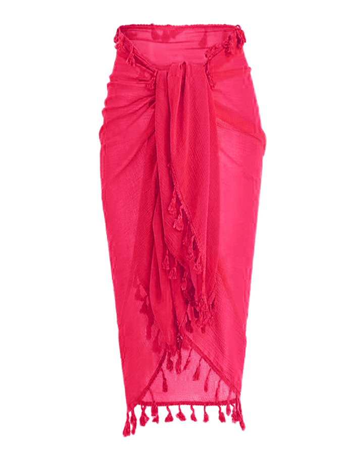 Fashion Retro Solid Beach Bikini Tassel Suit