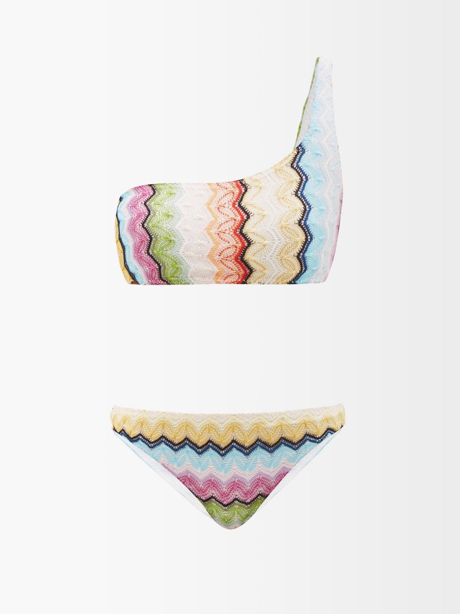 Fashion Colorblock Rainbow Striped Beach Swimsuit Set