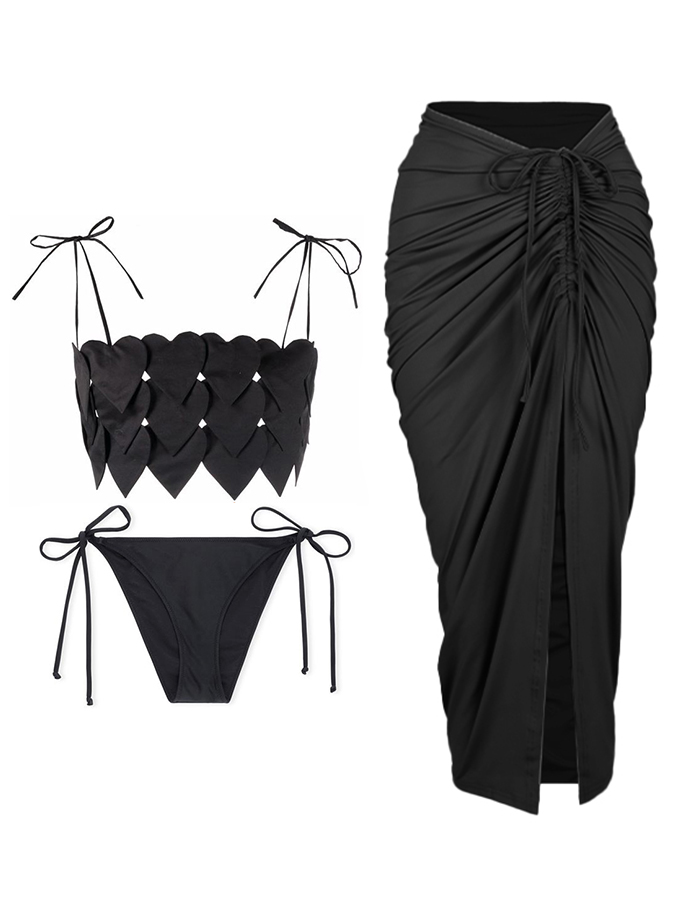 Fashion Solid Color Peach Heart Design Bikini Set