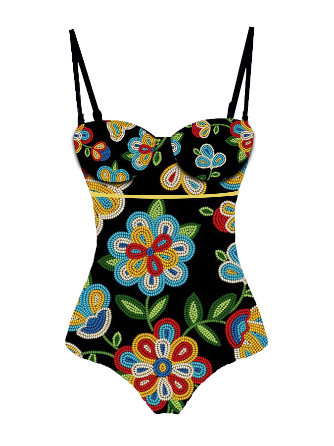 Printed Simple One Piece Swimsuit