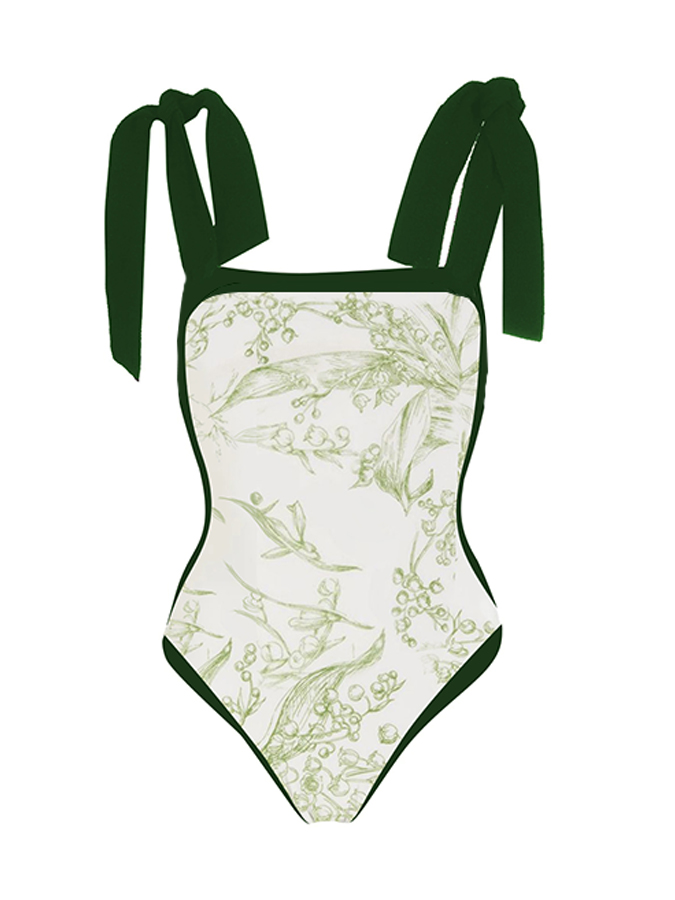 Print Lace Up Simple Fashion One Piece Swimsuit