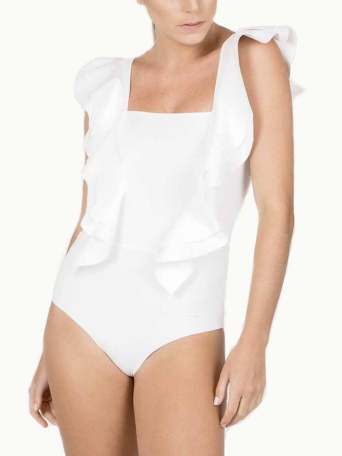 Ruffled Solid One-Piece Swimsuit