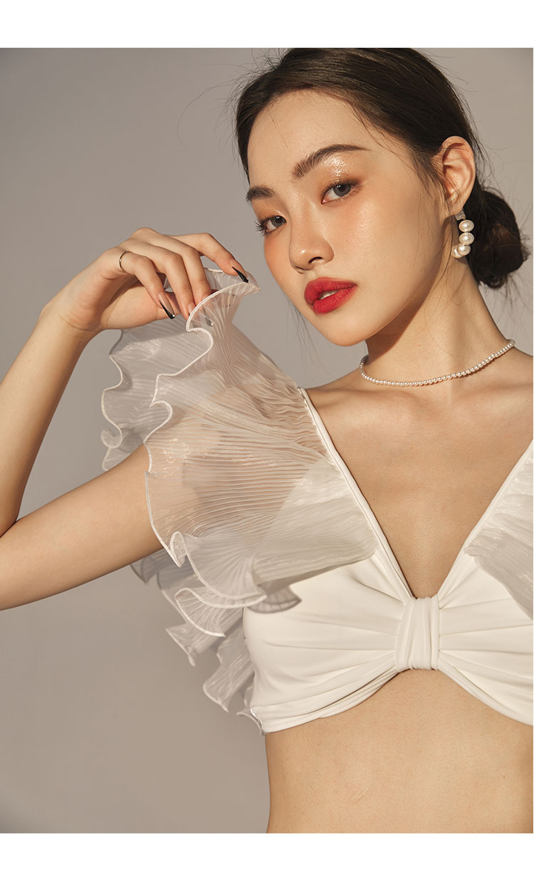 Ruffle V-Neck Bikini Swimsuit