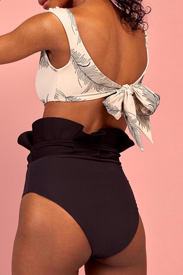 Printed Ruched Swimsuit Set