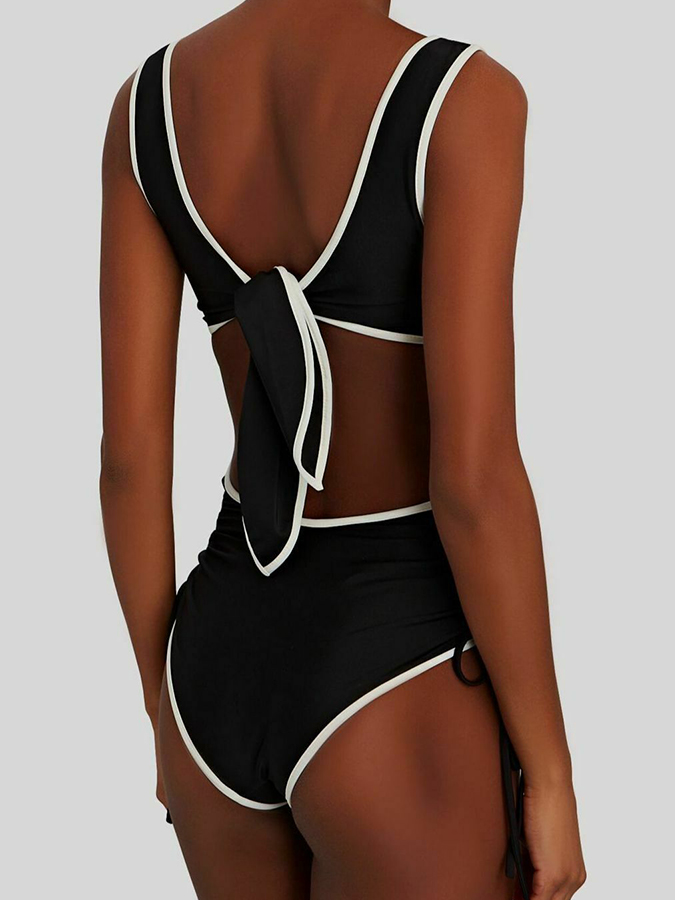 Solid Color Cut Fashion One Piece Swimsuit
