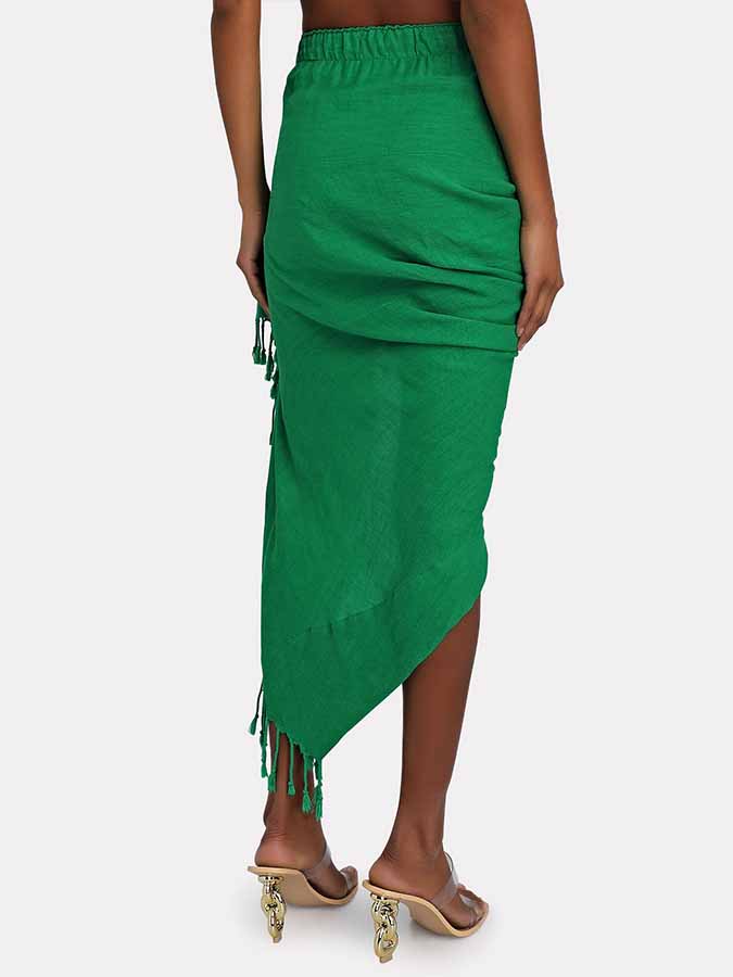 Solid One-Shoulder Swimsuit and Beach Skirt