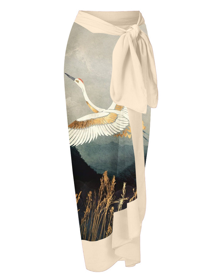 Vintage V-Neck Print One-Piece Swimsuit Set