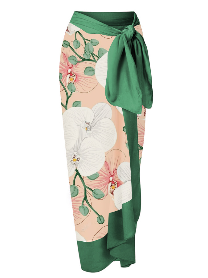 Print Lace-Up Panel One-Piece Swimsuit