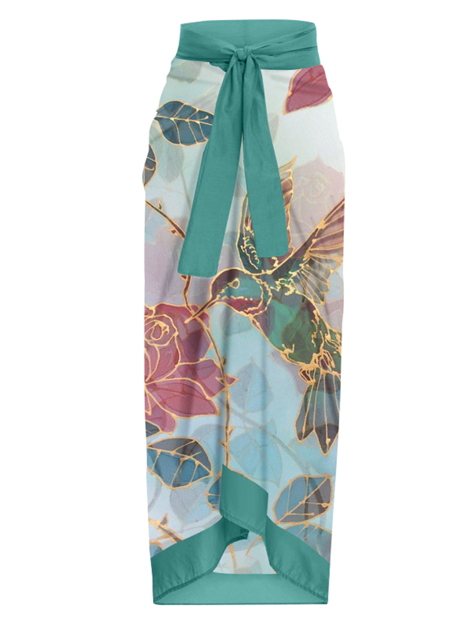 Vintage Bird Flower Print One-Piece Swimsuit