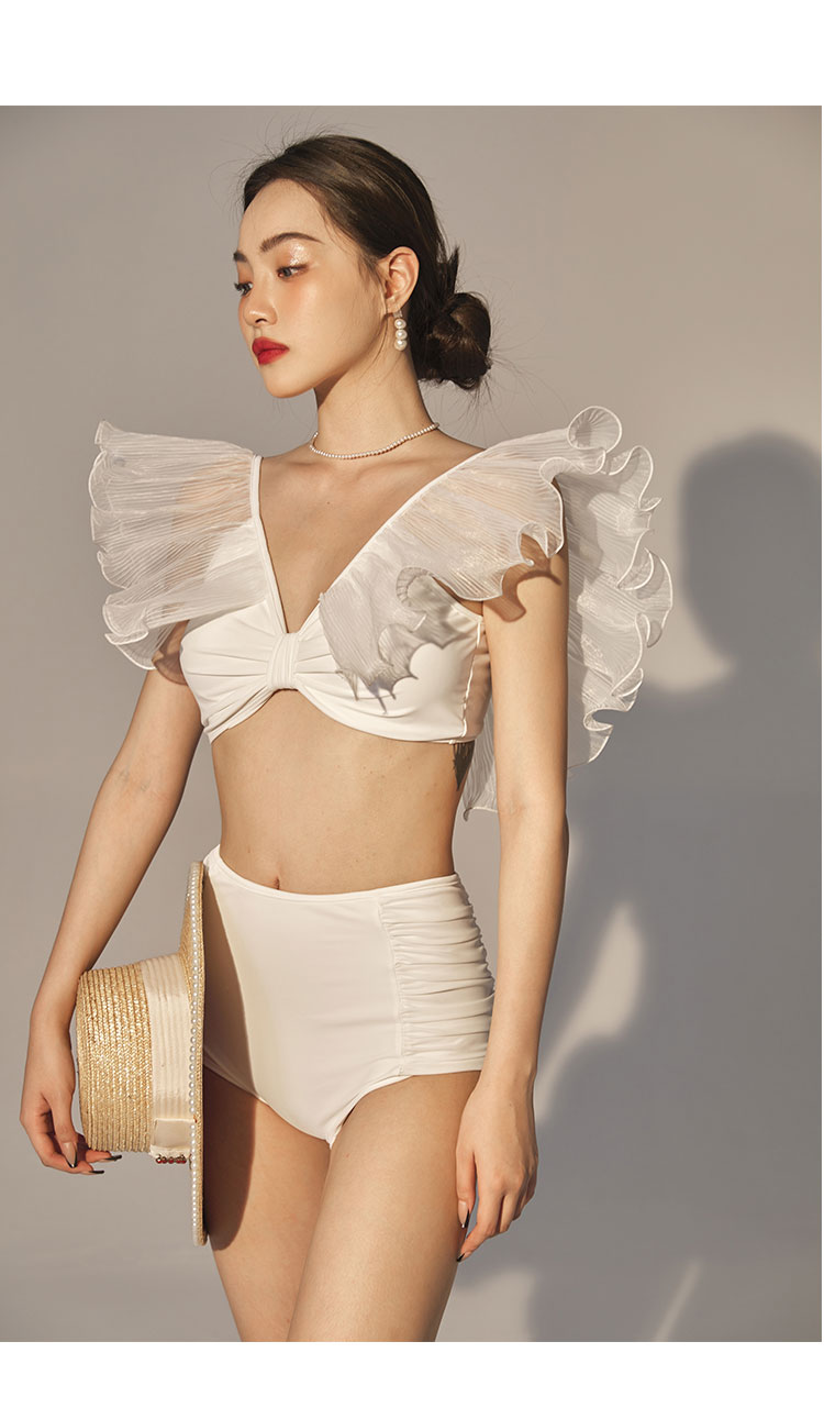 Ruffle V-Neck Bikini Swimsuit