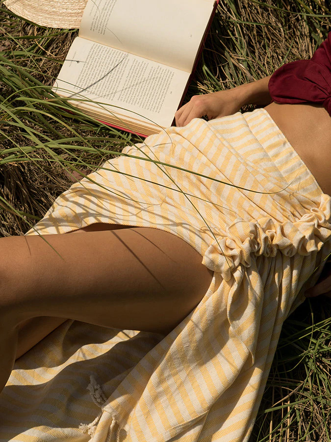 Solid One-Shoulder Swimsuit and Beach Skirt
