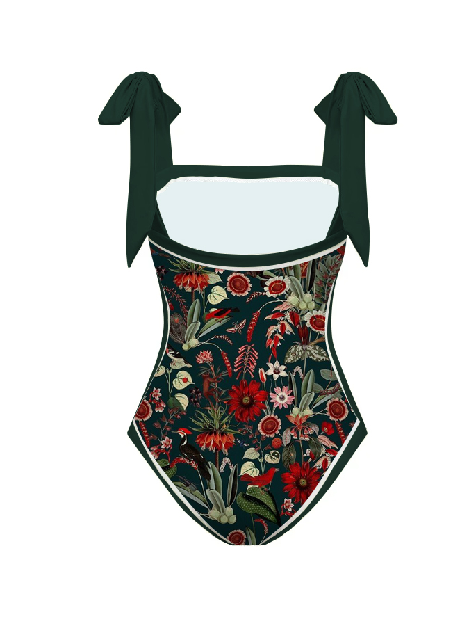 Vintage Wizard Forest Orangutan Print One Piece Swimsuit And Cover Up