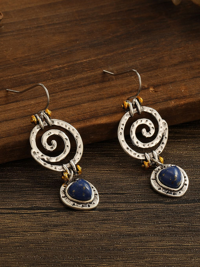 Lapis Lapis Openwork Spiral Drop Earrings