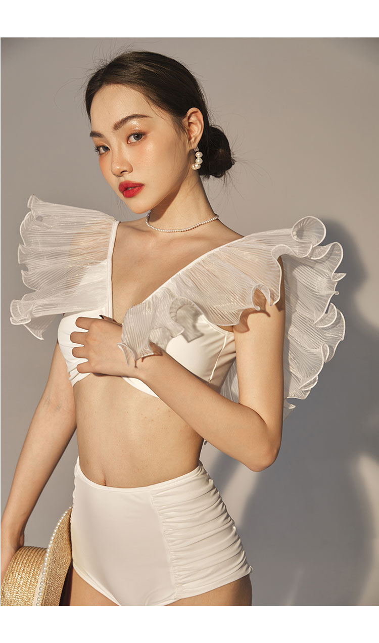 Ruffle V-Neck Bikini Swimsuit