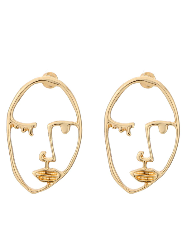 Fashion Creative Face Beaded Decorate Hollow Earrings