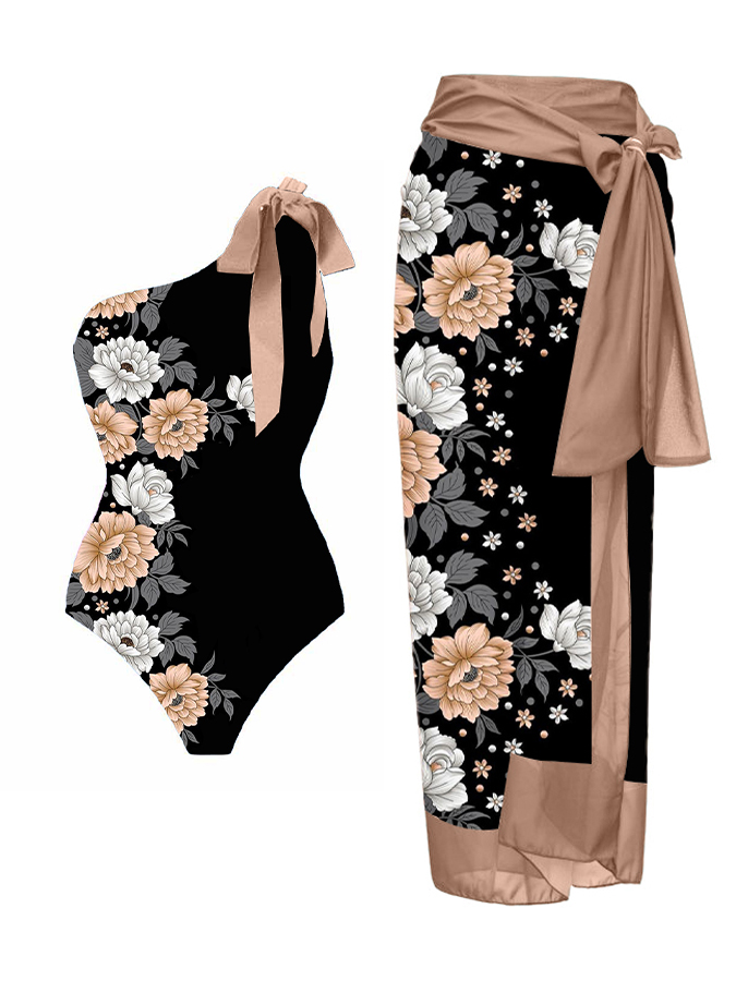 One-Shoulder Tie One-Piece Swimsuit