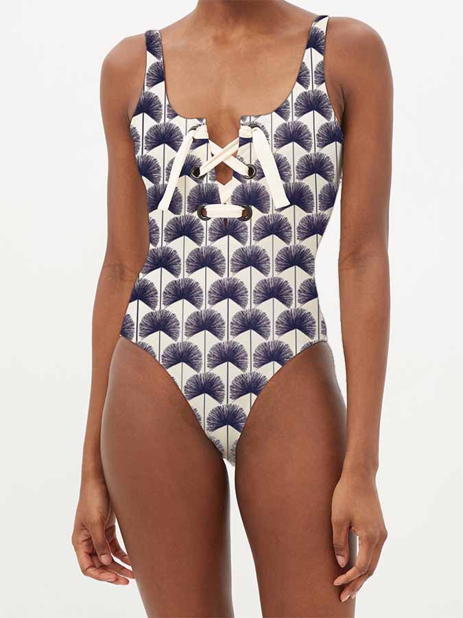 Fashion Print One Piece Swimsuit Set