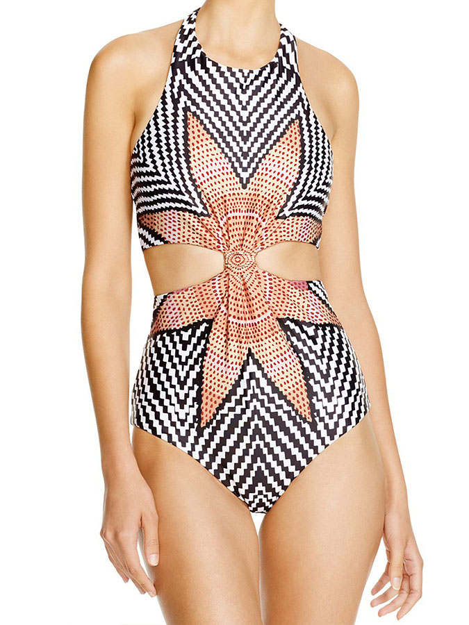Fashion Print Open Back One Piece Swimsuit