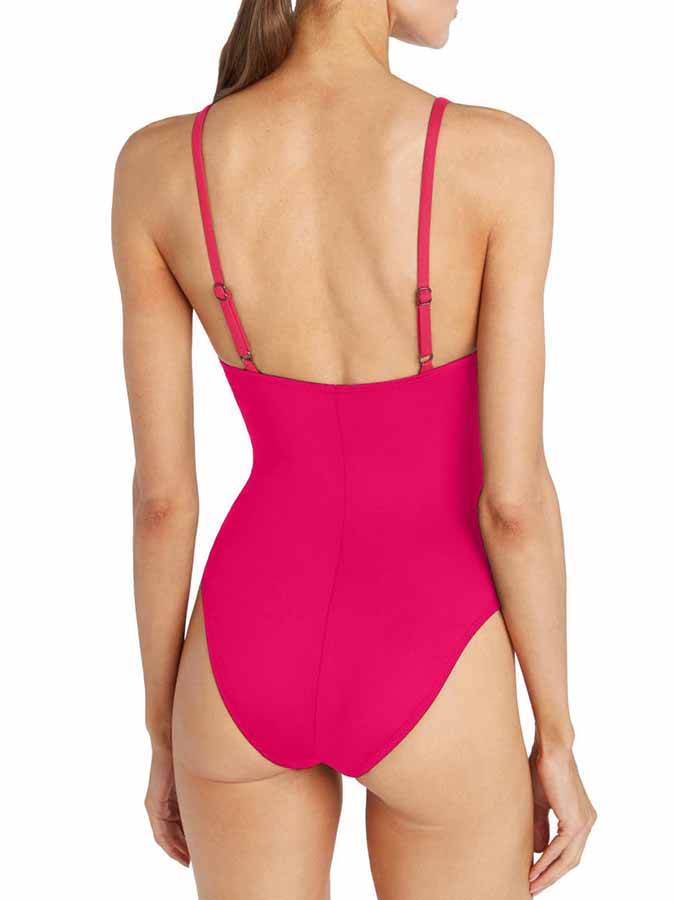 Fashion V-Neck Colorblock One Piece Swimsuit