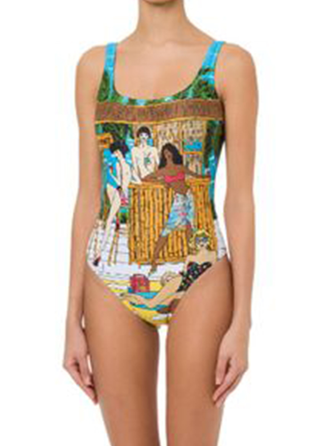 Printed Fashion One Piece Cutout Swimsuit