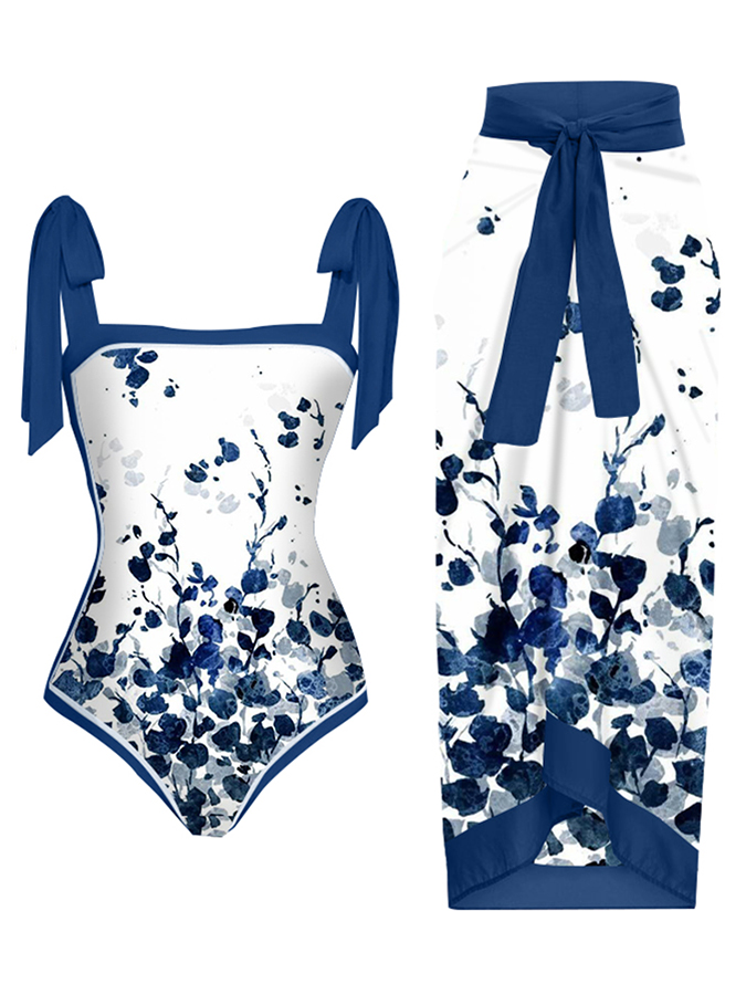 Fashion Floral Gradient Print One-Piece Swimsuit
