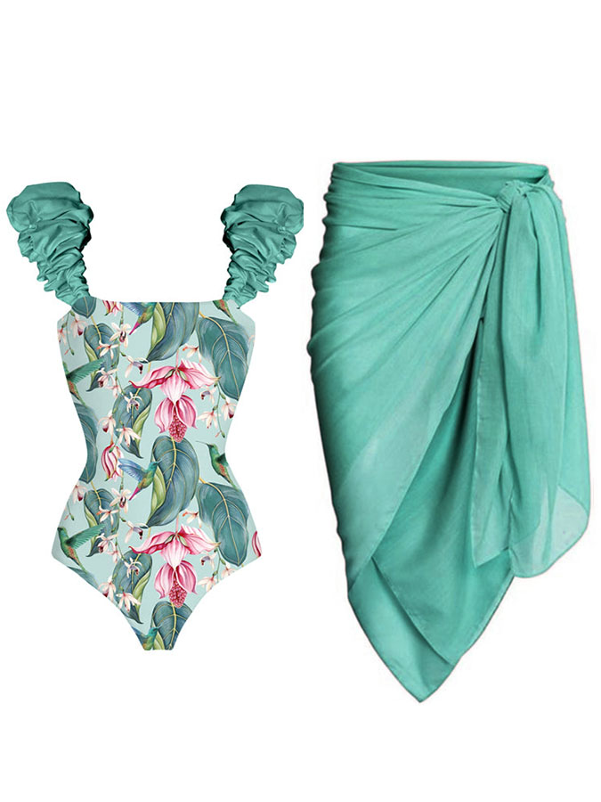 Floral Printed One-Piece Fashion Swimwear Set