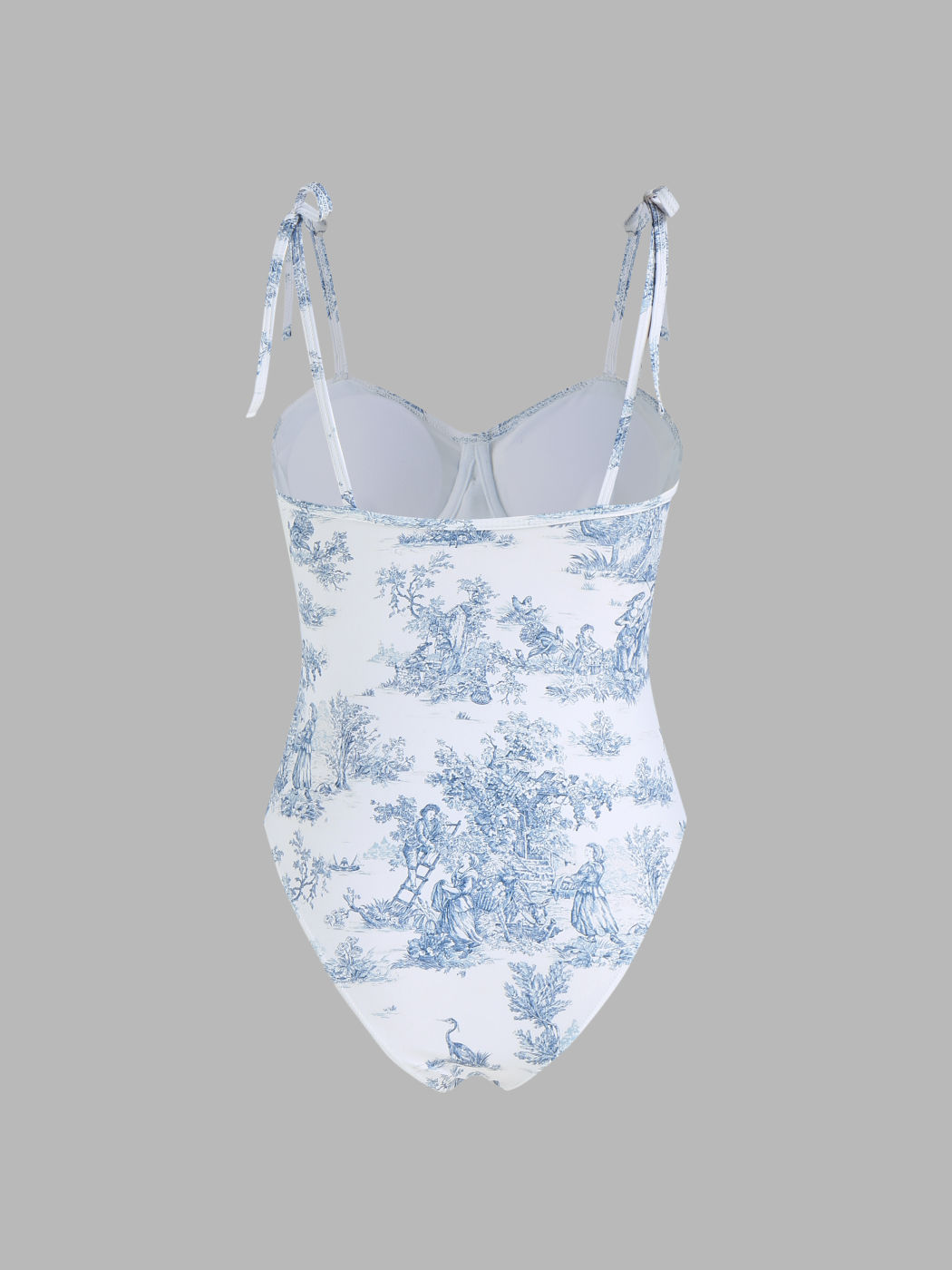 Printed Lace-Up One Piece Swimsuit