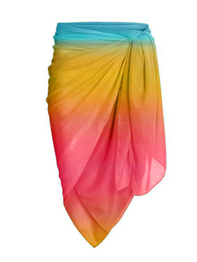 Fashion One-Shoulder Gradient Print One-Piece Swimsuit Set