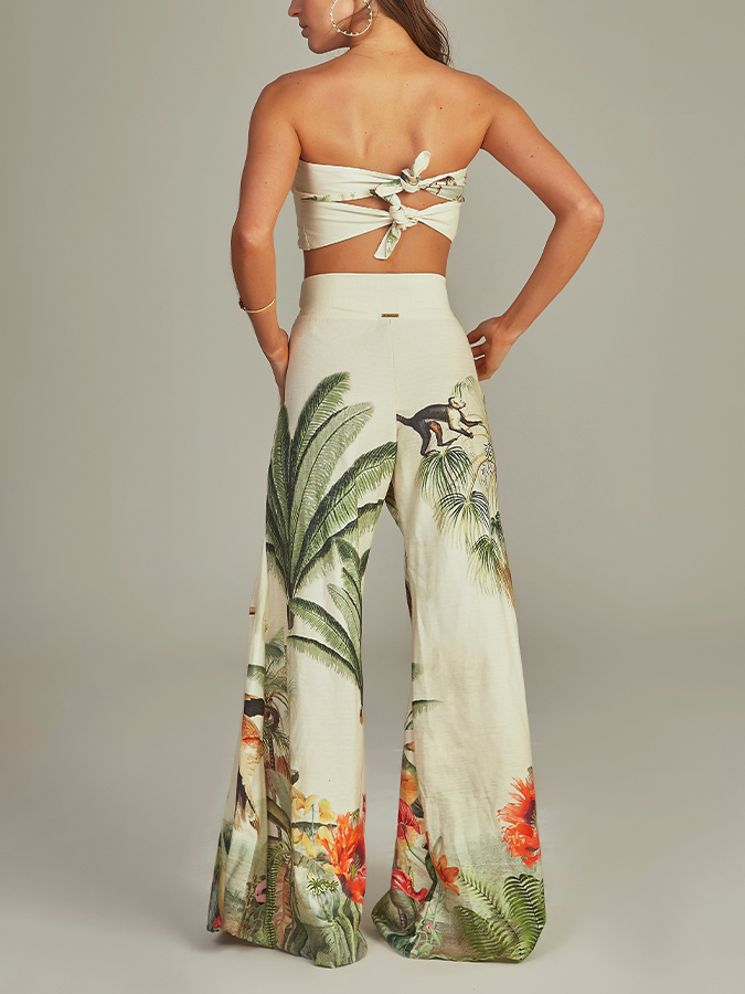 Beach Print Swimsuit and Cover-Up