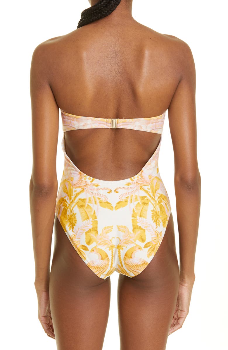 Vintage Print Print Bandeau One Piece Swimsuit And Cover Up