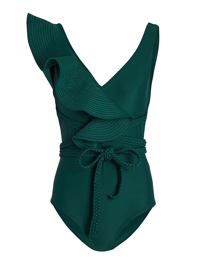 Ruffled Solid One-Piece Swimsuit