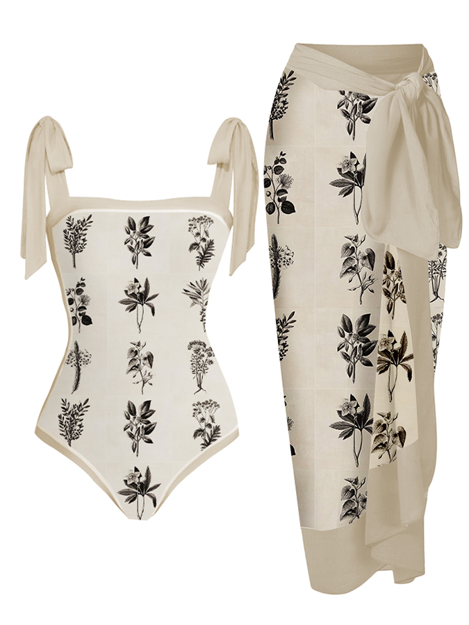 Printed Lace Up Chic One Piece Swimsuit