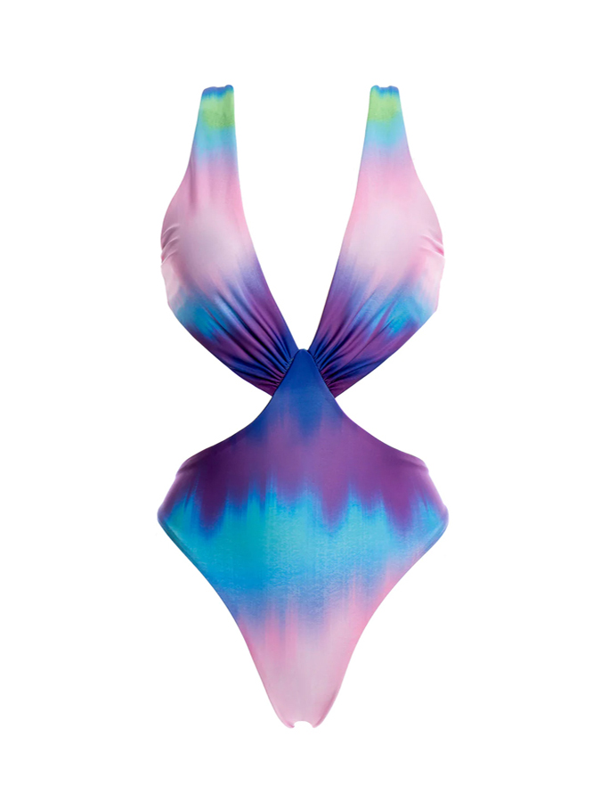 Ombre Print One Piece Swimsuit And Cover Up