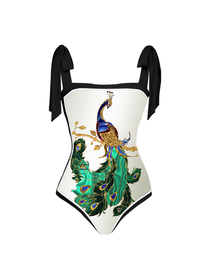Peacock Print One-pieces Swimsuits & Cover-ups