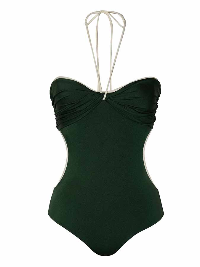 Sexy Green Halter One Piece Swimsuit