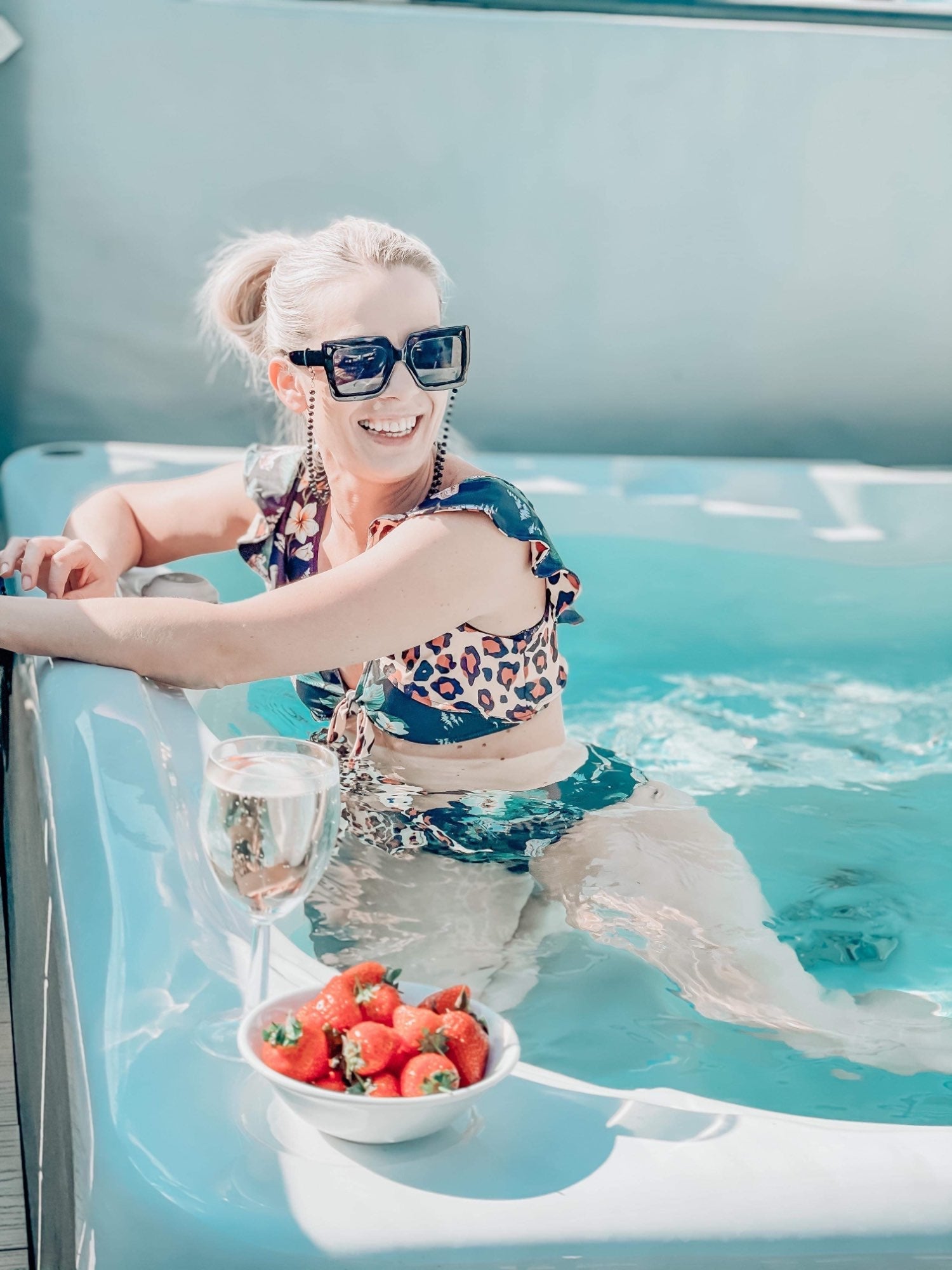 Ruffle Lace Up Jungle Bikini Swimsuit