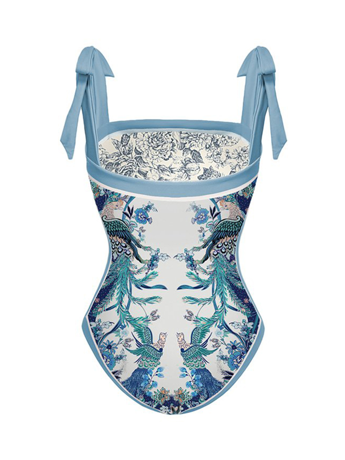 Fashion Print Reversible One-Piece Swimsuit