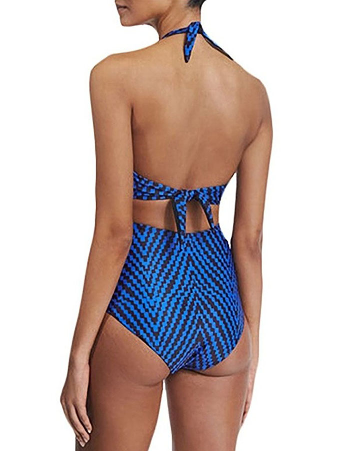 Fashion Print Open Back One Piece Swimsuit