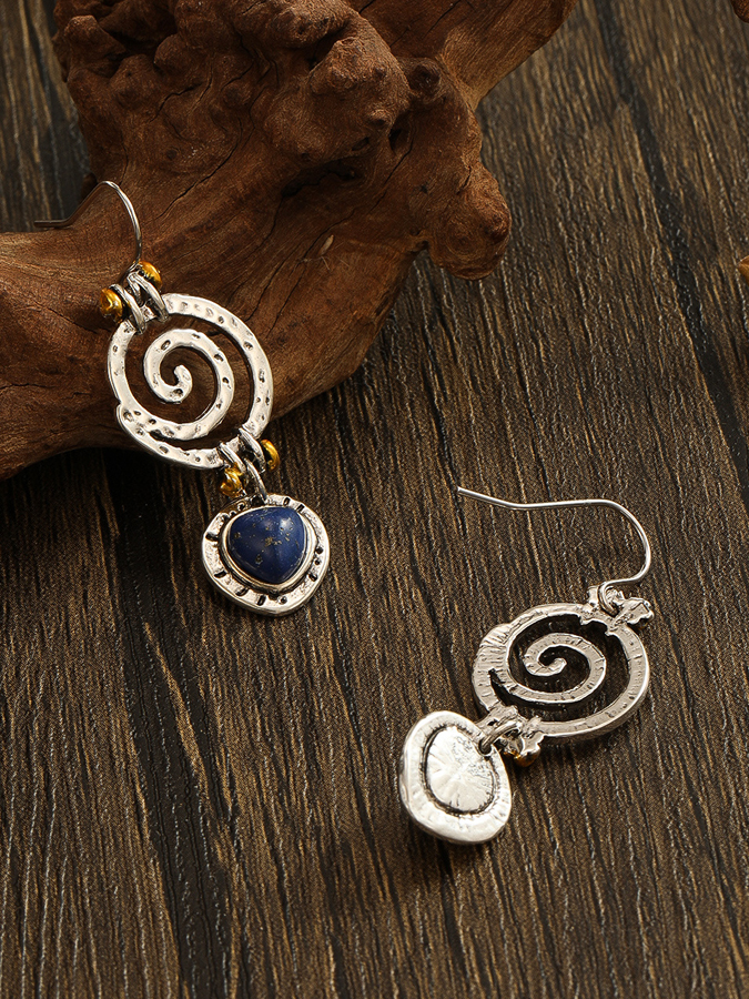 Lapis Lapis Openwork Spiral Drop Earrings