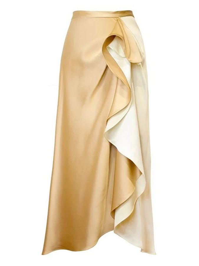 Ruffle Printed One Piece Swimsuit and Skirt