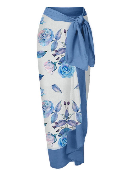 Printed Petal Trim One Piece Swimsuits and Cover-Ups