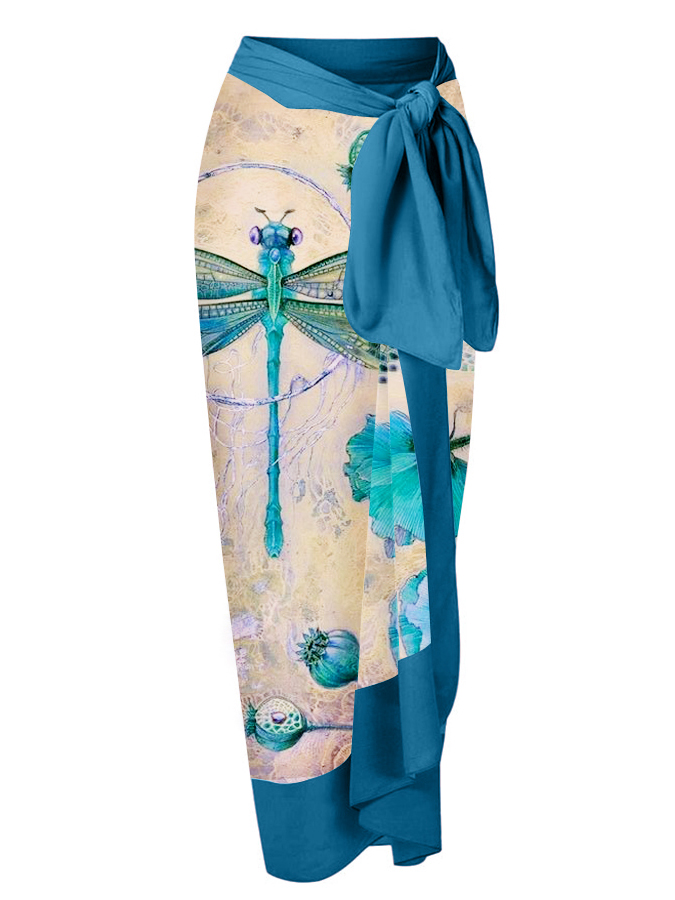 Fashion V-Neck Print One-Piece Swimsuit Set