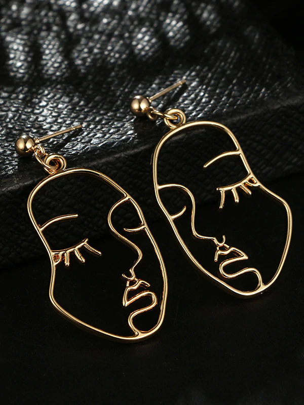 Fashion Creative Face Beaded Decorate Hollow Earrings