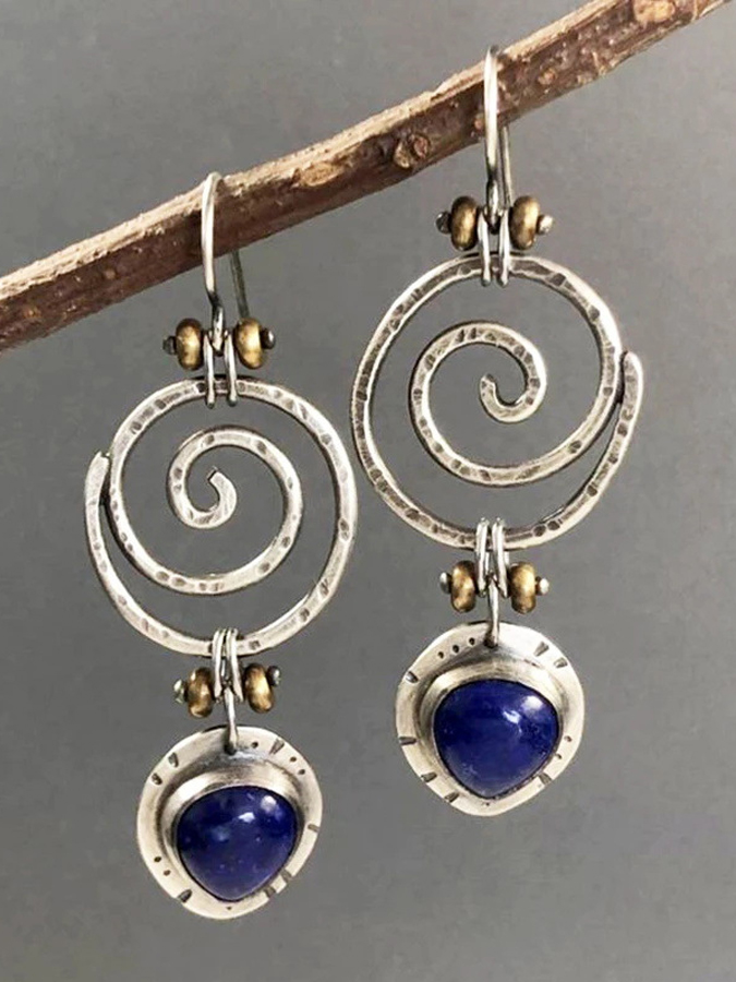 Lapis Lapis Openwork Spiral Drop Earrings